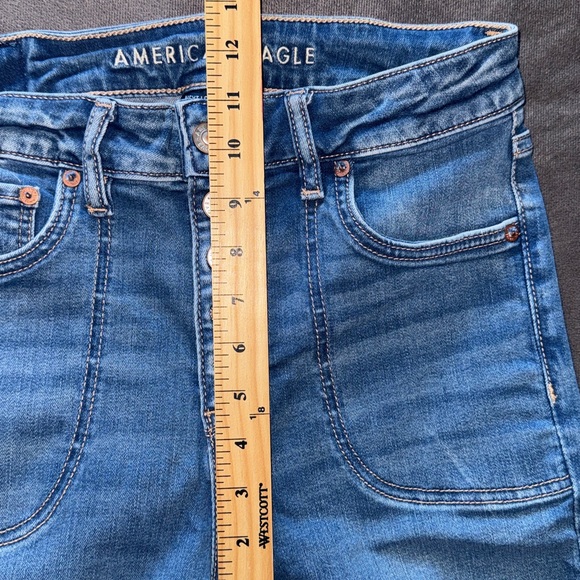 American Eagle Super High Rise Flare Jeans Womens 4 R Regular Stretch Y2K Style - Picture 13 of 15